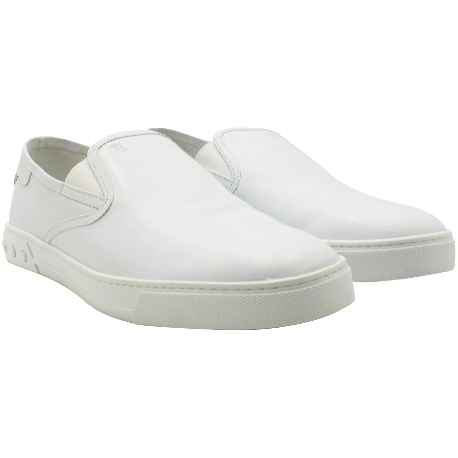 Tods Pantofola Slip-on Loafers in White Leather
