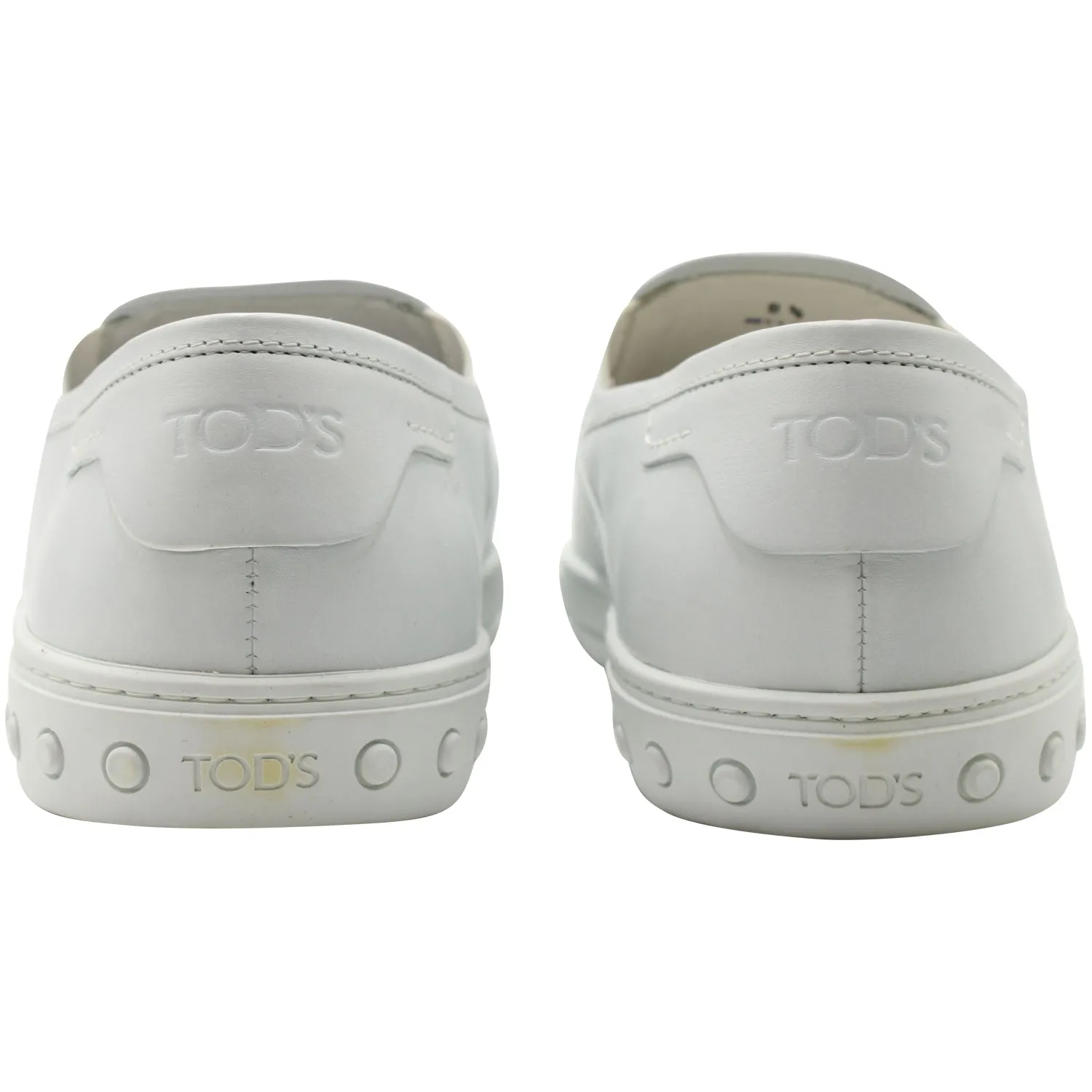 Tods Pantofola Slip-on Loafers in White Leather