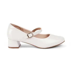 Tresmode Mary White Women's Dress Block Heel Pumps