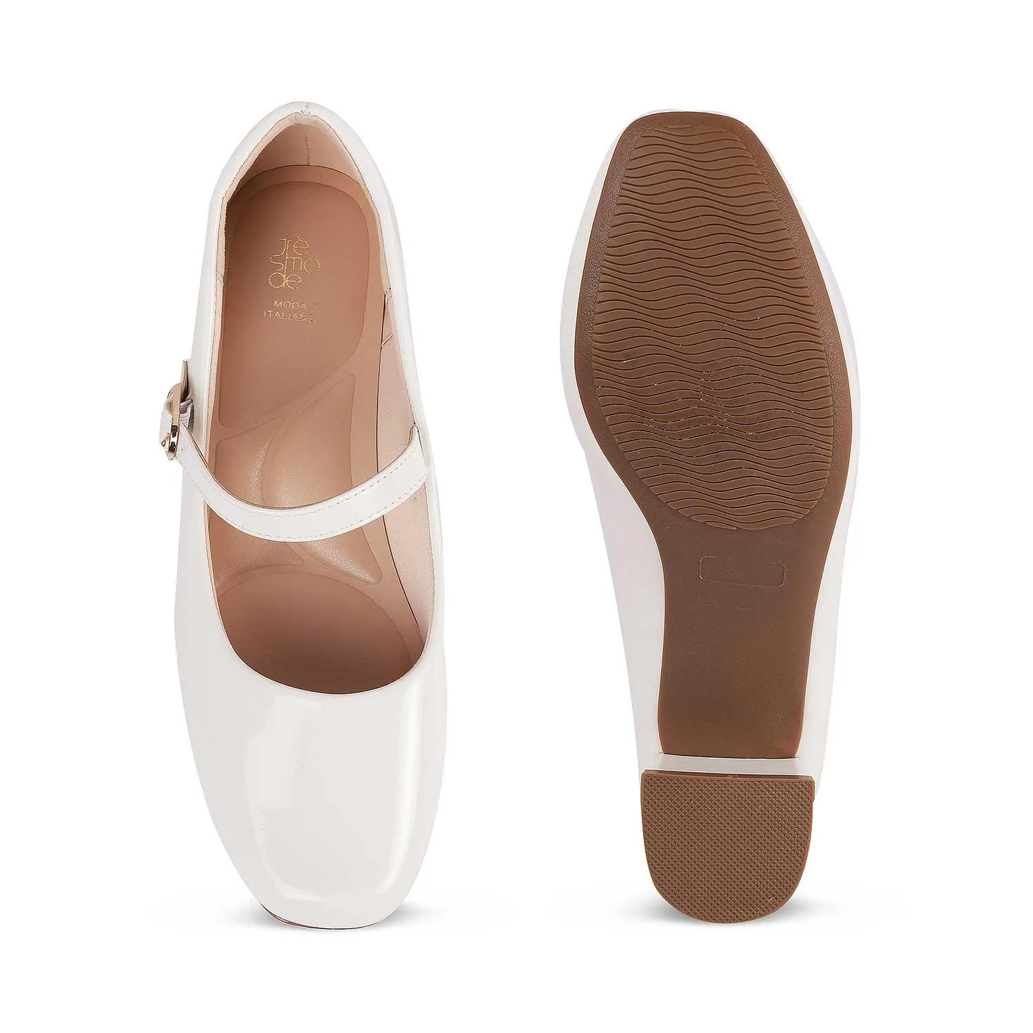 Tresmode Mary White Women's Dress Block Heel Pumps