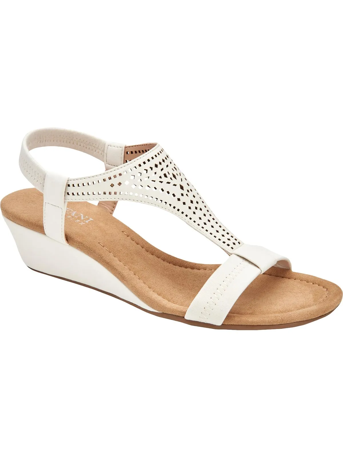 Vacanzaa 2 Womens Faux Leather T-Strap Wedge Sandals