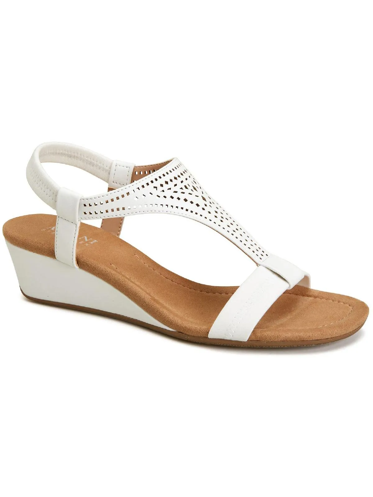 Vacanzaa 2 Womens Faux Leather T-Strap Wedge Sandals