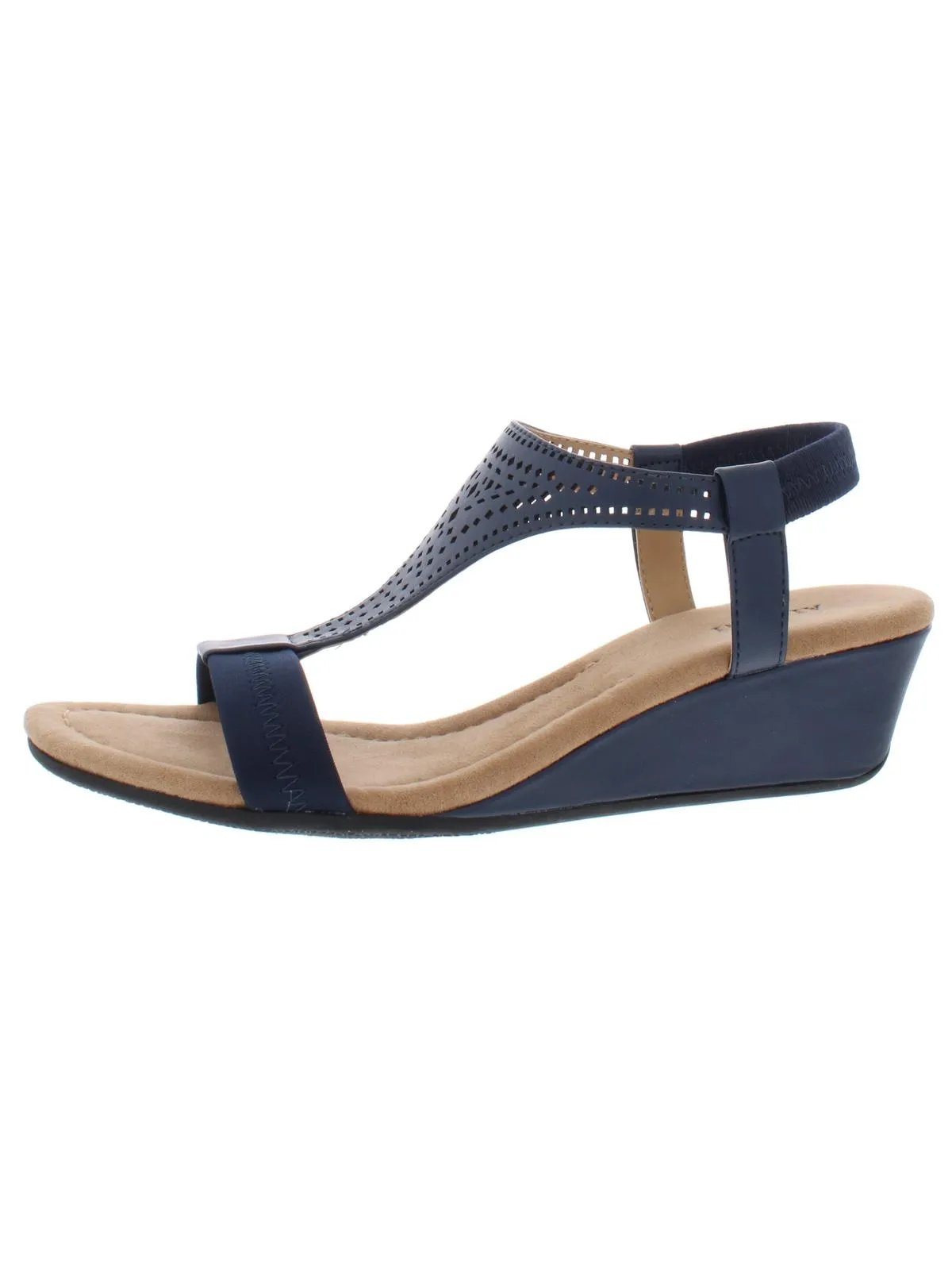 Vacanzaa 2 Womens Faux Leather T-Strap Wedge Sandals