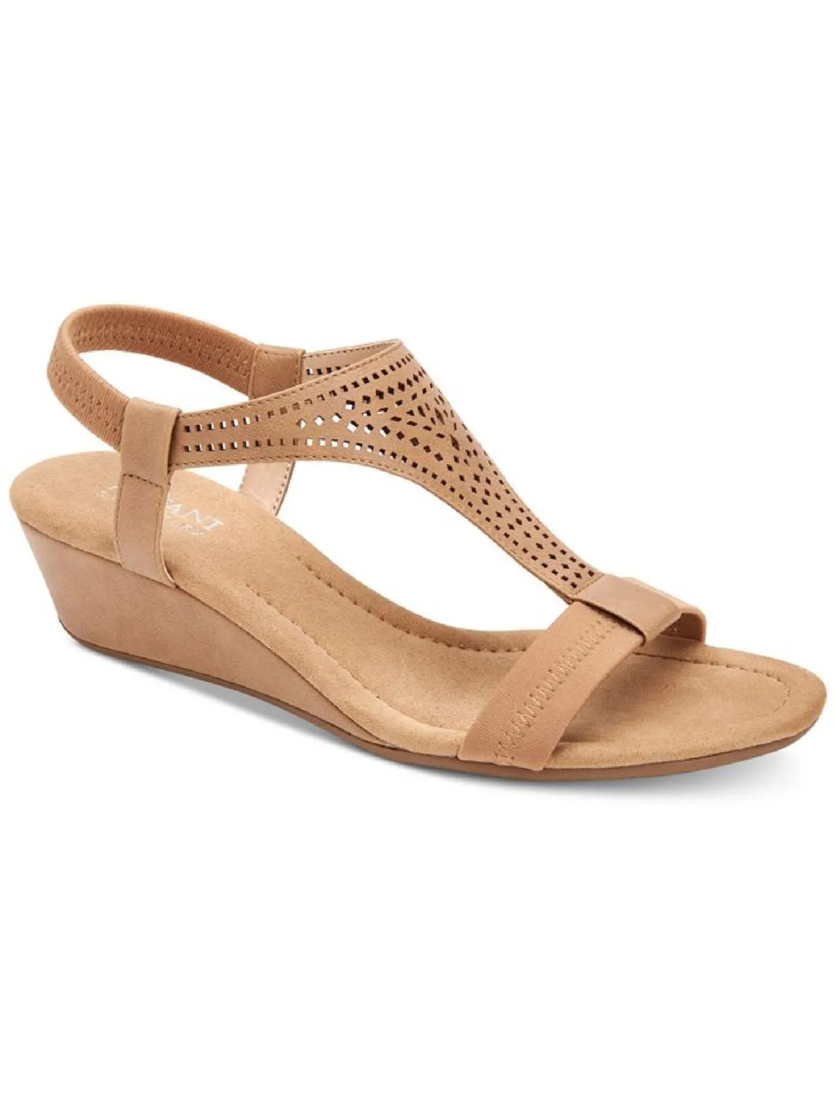 Vacanzaa 2 Womens Faux Leather T-Strap Wedge Sandals