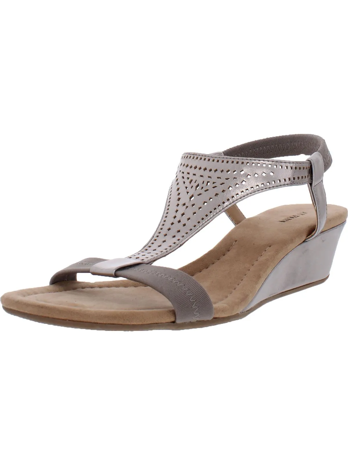 Vacanzaa 2 Womens Faux Leather T-Strap Wedge Sandals