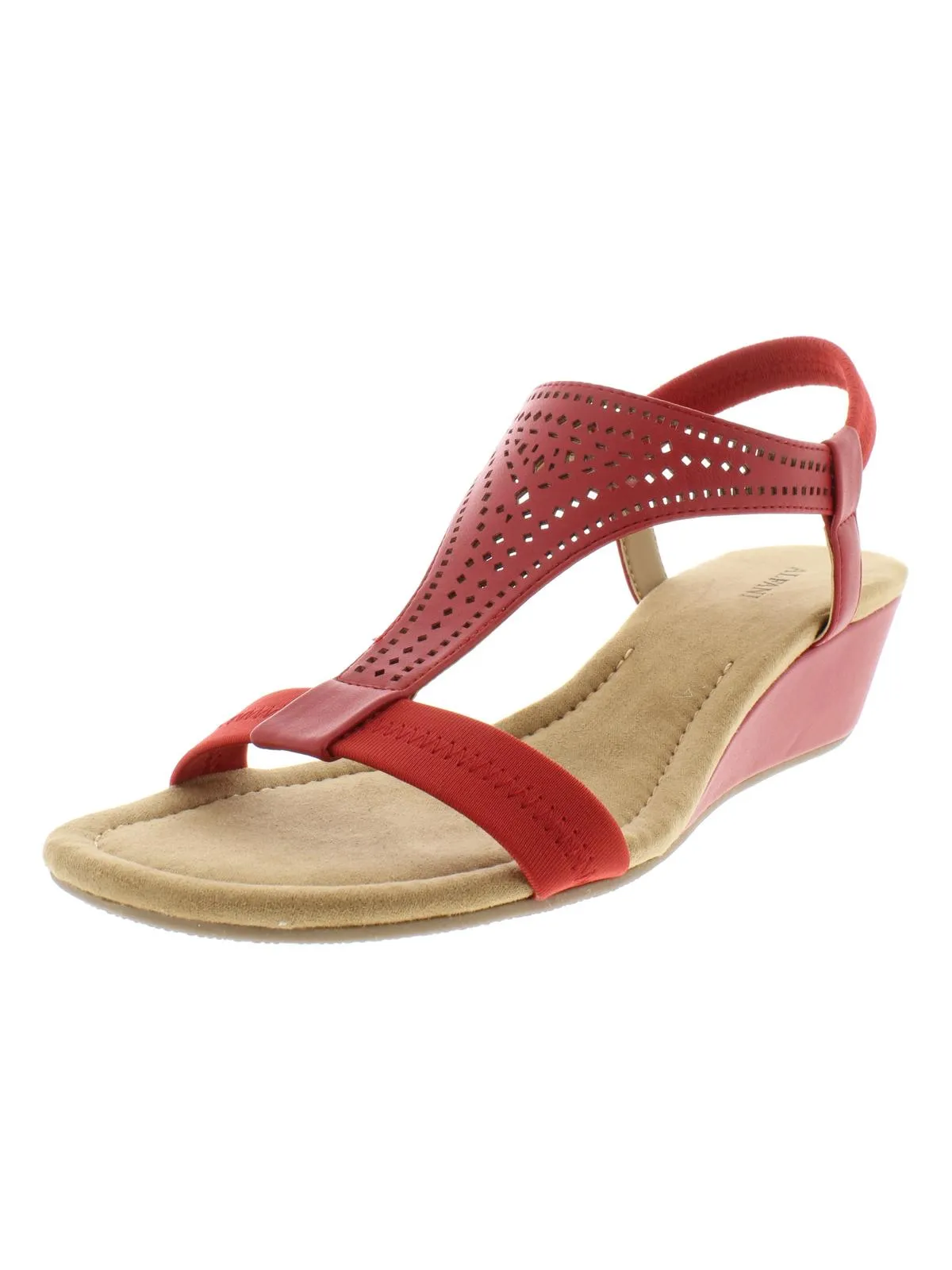 Vacanzaa 2 Womens Faux Leather T-Strap Wedge Sandals