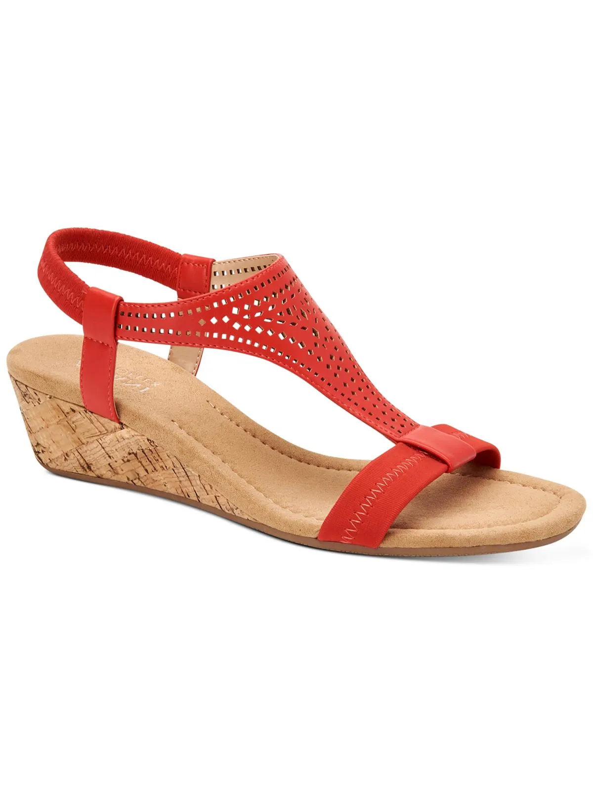 Vacanzaa 2 Womens Faux Leather T-Strap Wedge Sandals