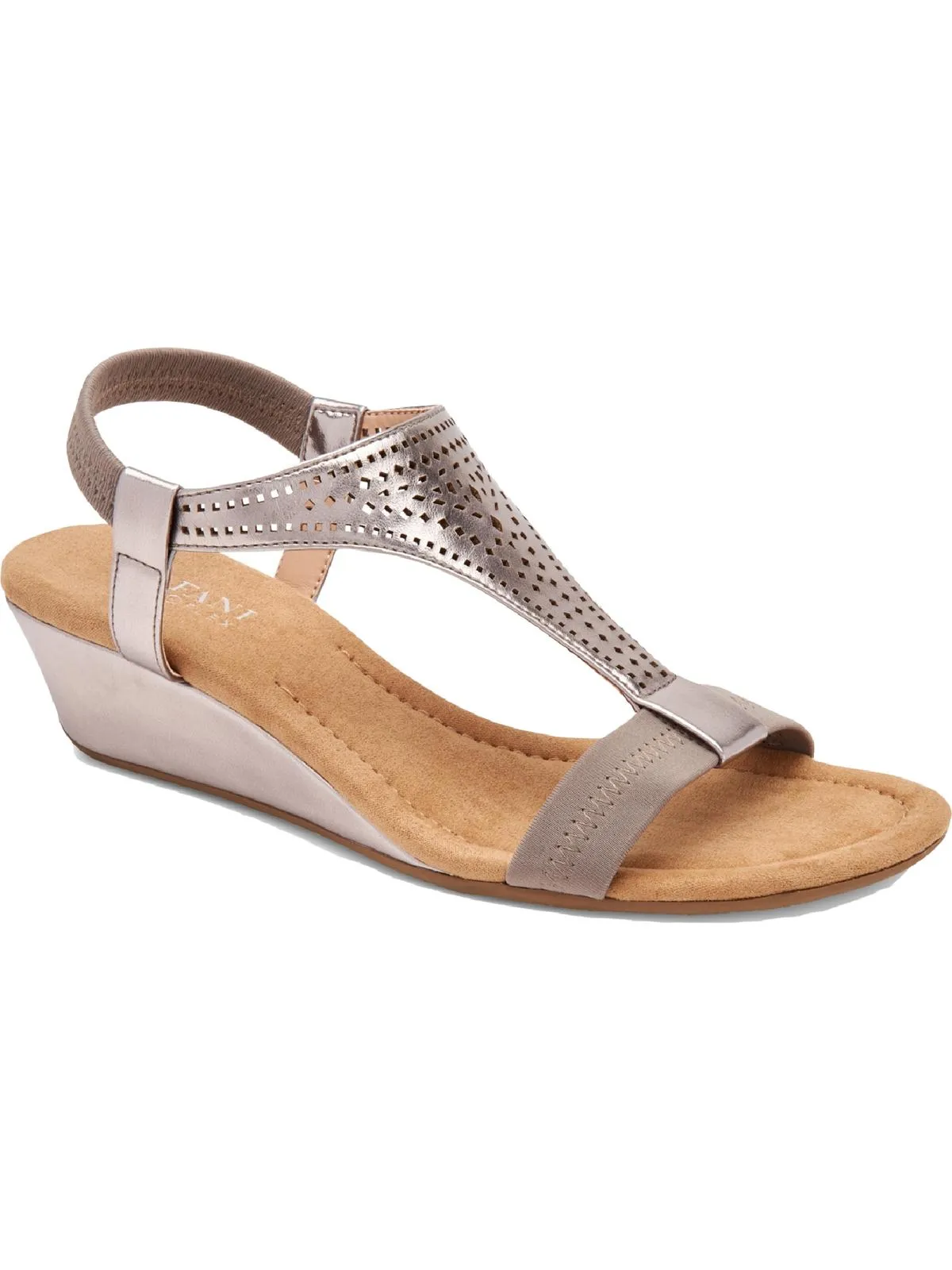 Vacanzaa 2 Womens Faux Leather T-Strap Wedge Sandals