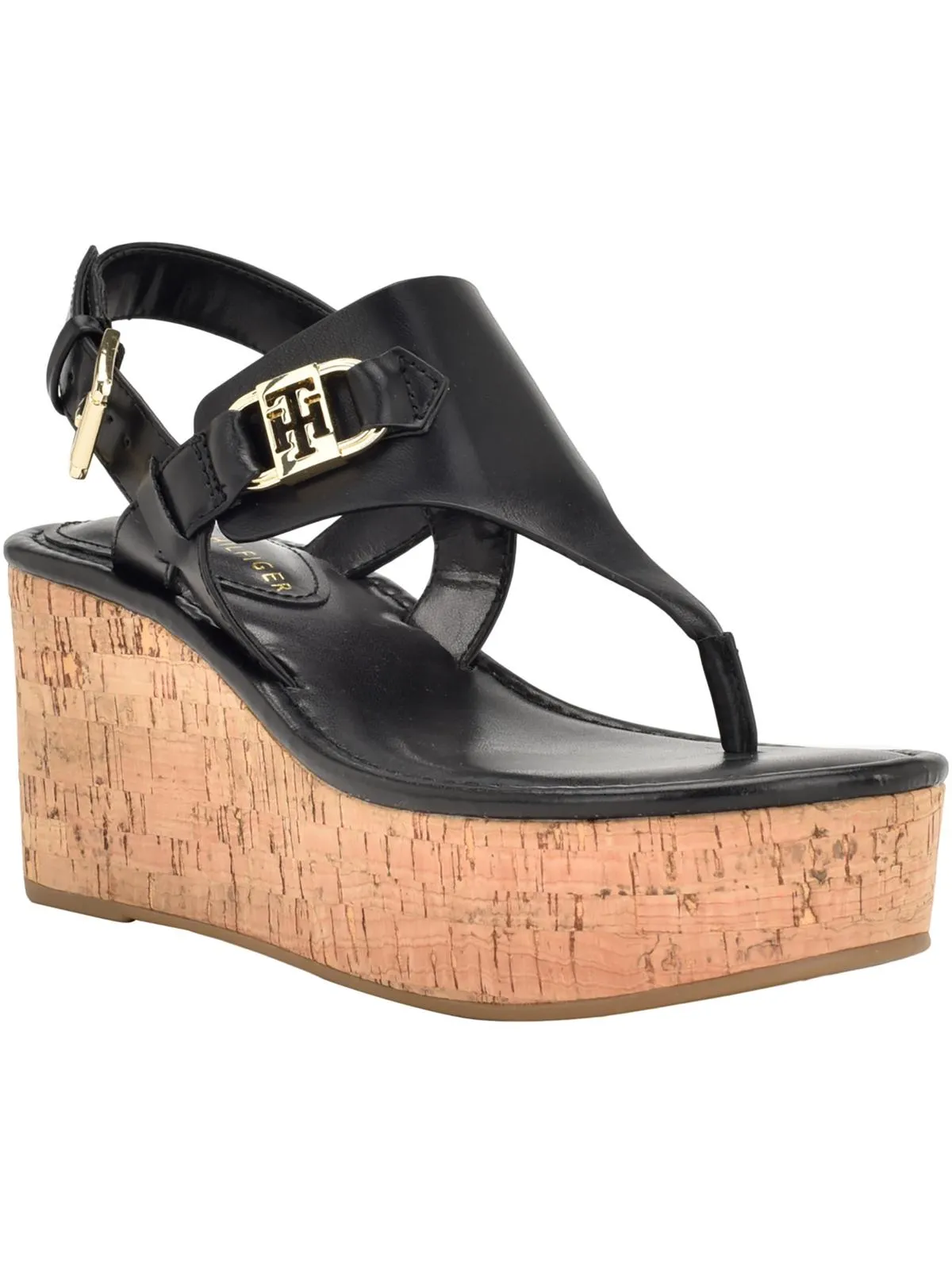 Vani Womens Faux Leather Platform Wedge Sandals