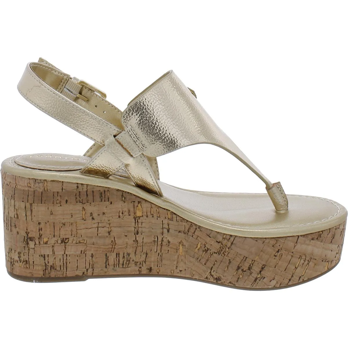 Vani Womens Faux Leather Platform Wedge Sandals