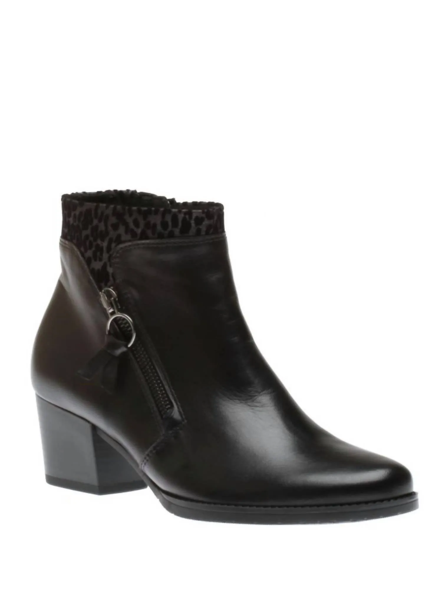 Women Print Ankle Zipper Boot In Schwarz,grau
