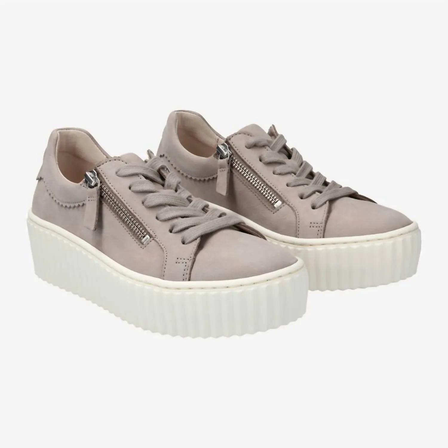 Women's Casual Sneaker In Cream Taupe Nubuk