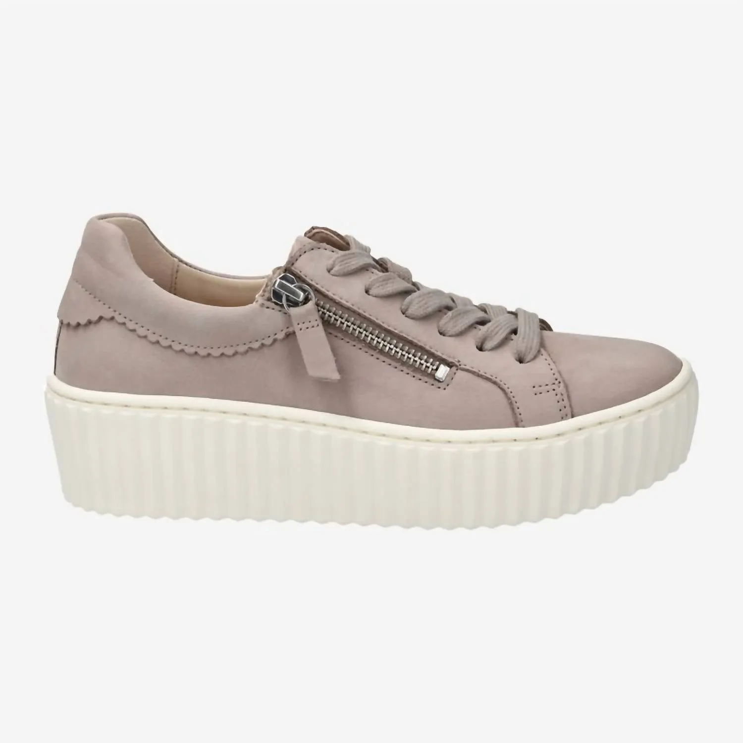 Women's Casual Sneaker In Cream Taupe Nubuk