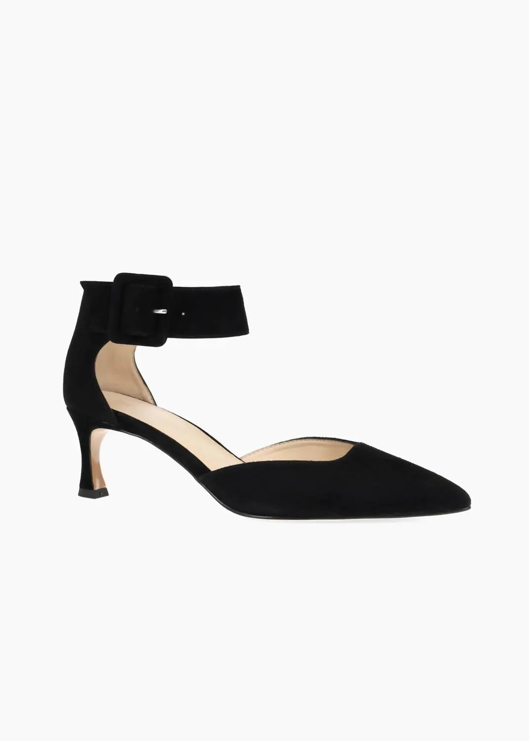 Women's Ciann Ankle Strap Pump In Black Suede