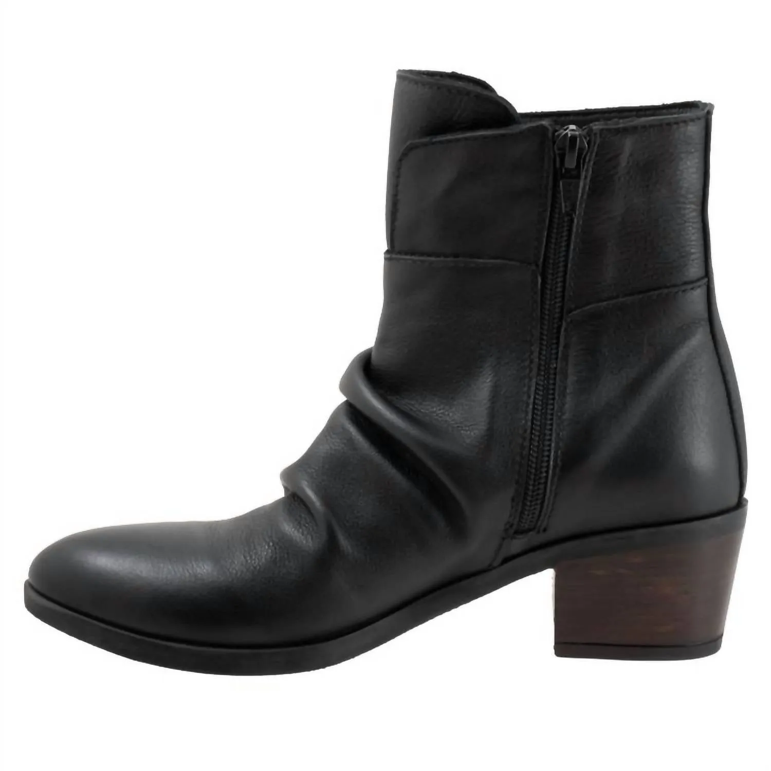 Women's Colbie Ruched Leather Boot In Black