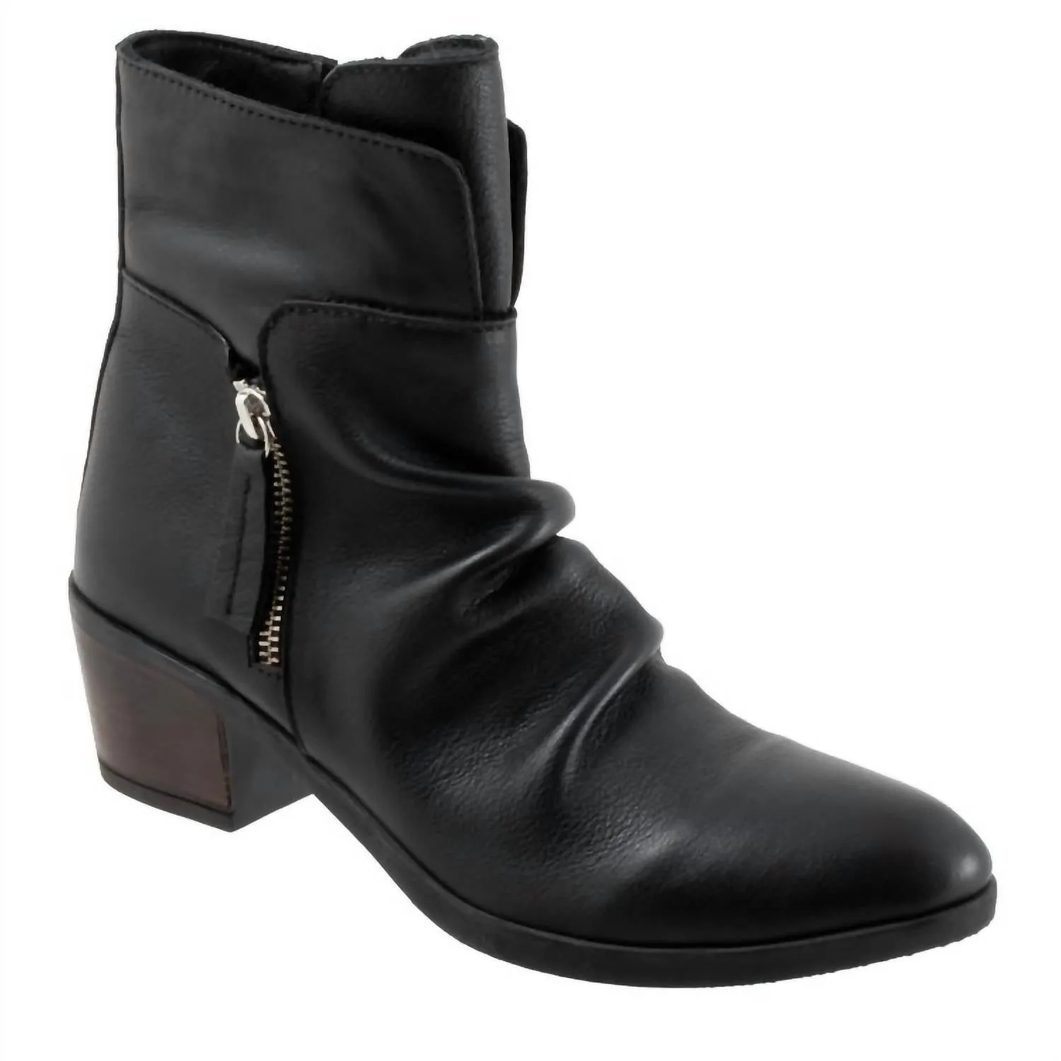 Women's Colbie Ruched Leather Boot In Black