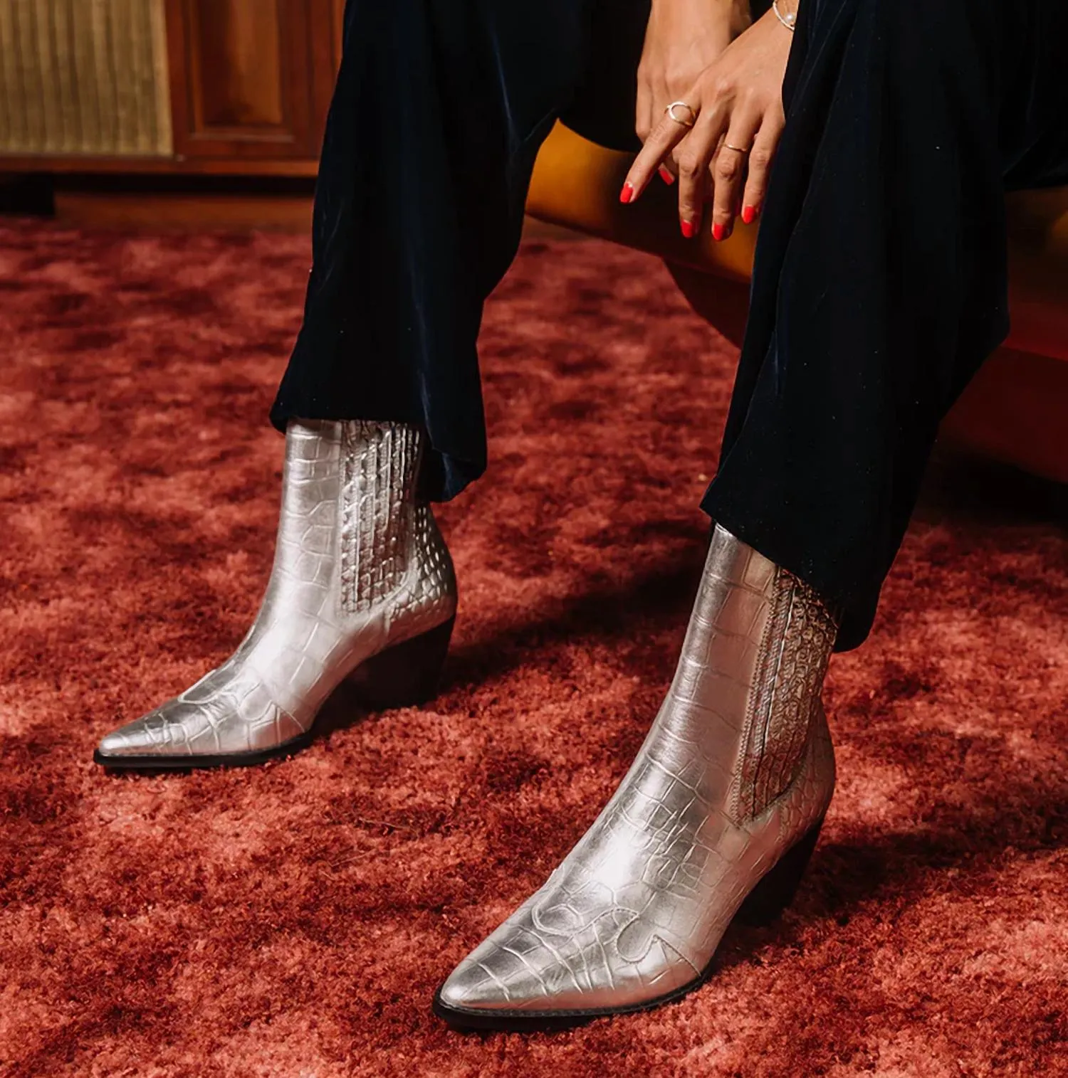 Women's Collins Ankle Boot In Silver
