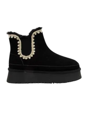 Women's Crochet Platform Boot In Black