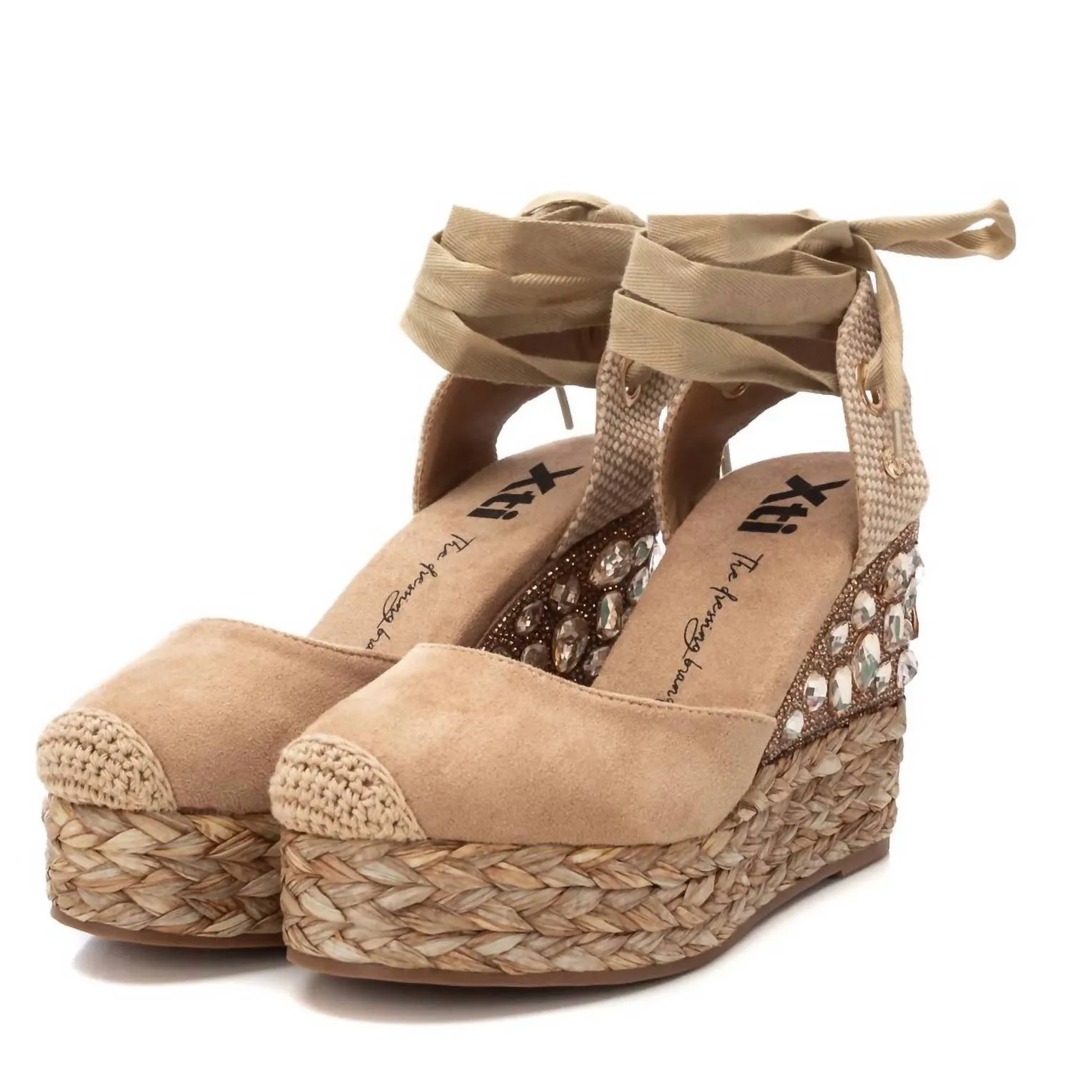 Women's Embellished Wedge Sandals In Beige