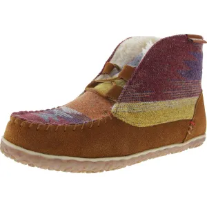 Womens Lace-Up Leather Bootie Slippers