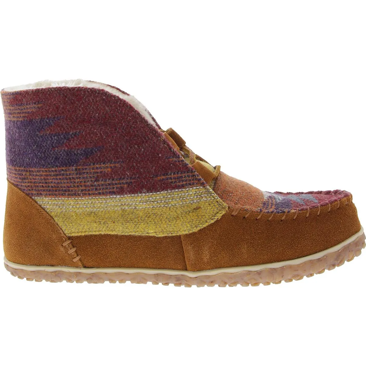 Womens Lace-Up Leather Bootie Slippers