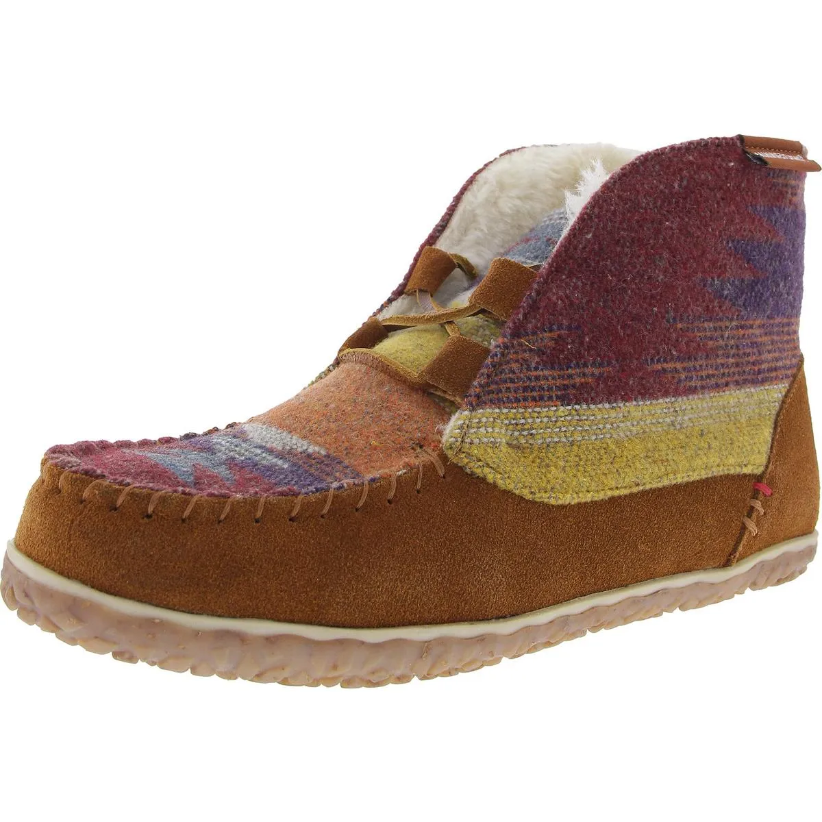 Womens Lace-Up Leather Bootie Slippers