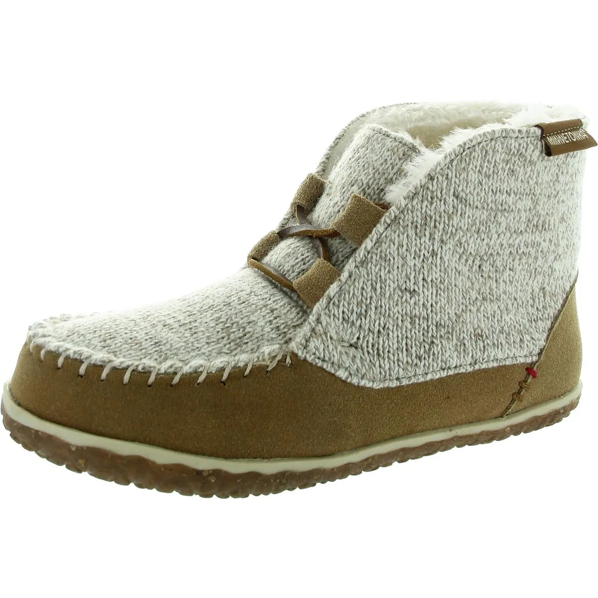 Womens Lace-Up Leather Bootie Slippers
