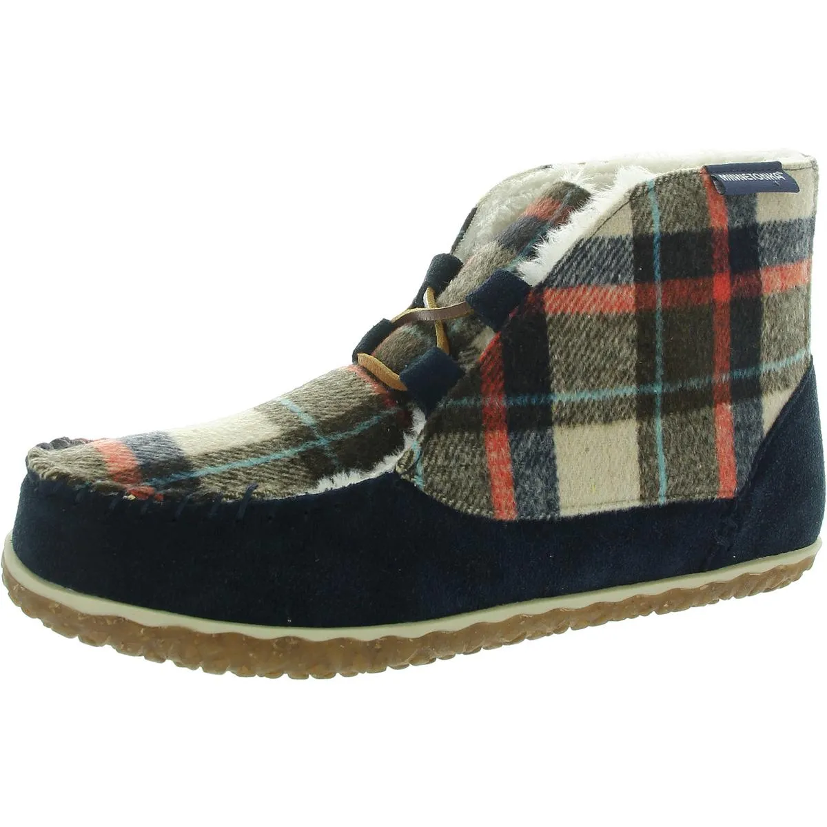 Womens Lace-Up Leather Bootie Slippers