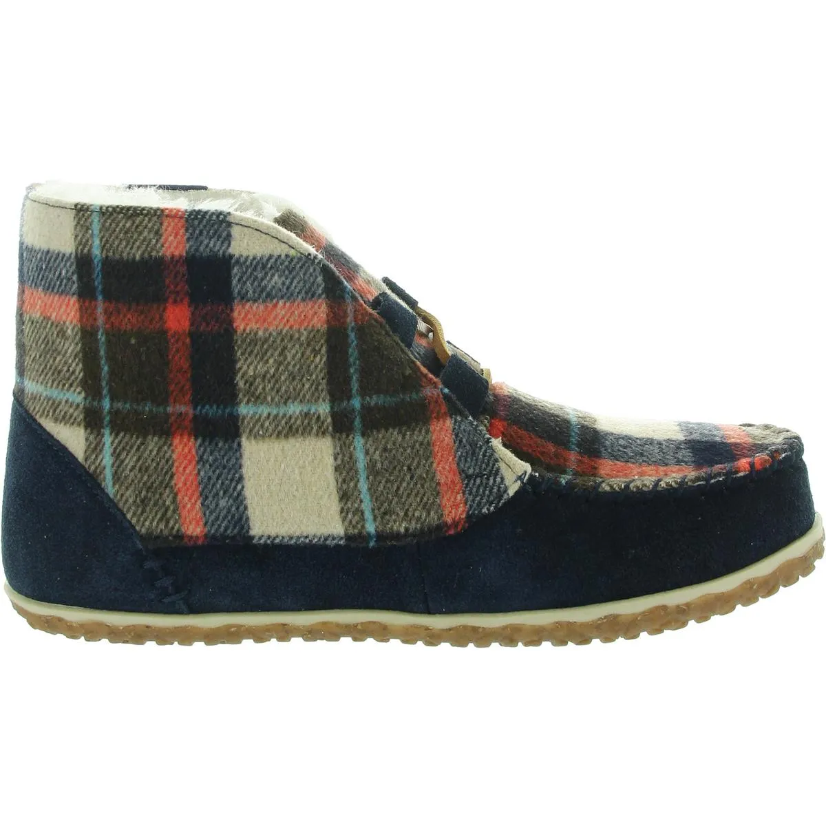 Womens Lace-Up Leather Bootie Slippers