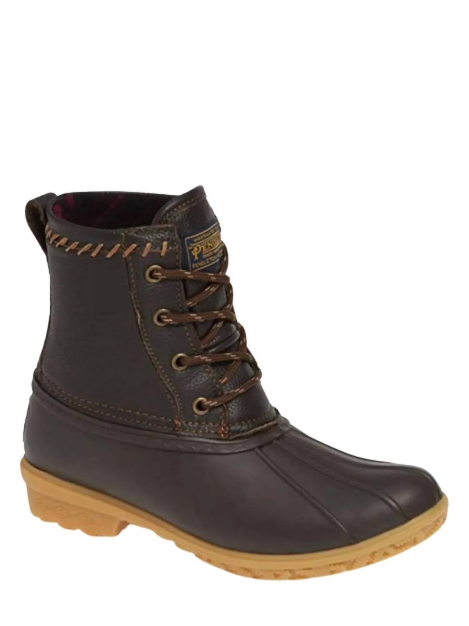 Women's Leather Upper Short Duck Boot In Brown