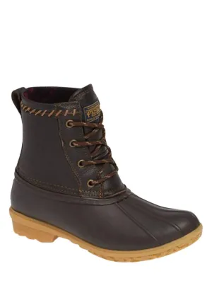 Women's Leather Upper Short Duck Boot In Brown