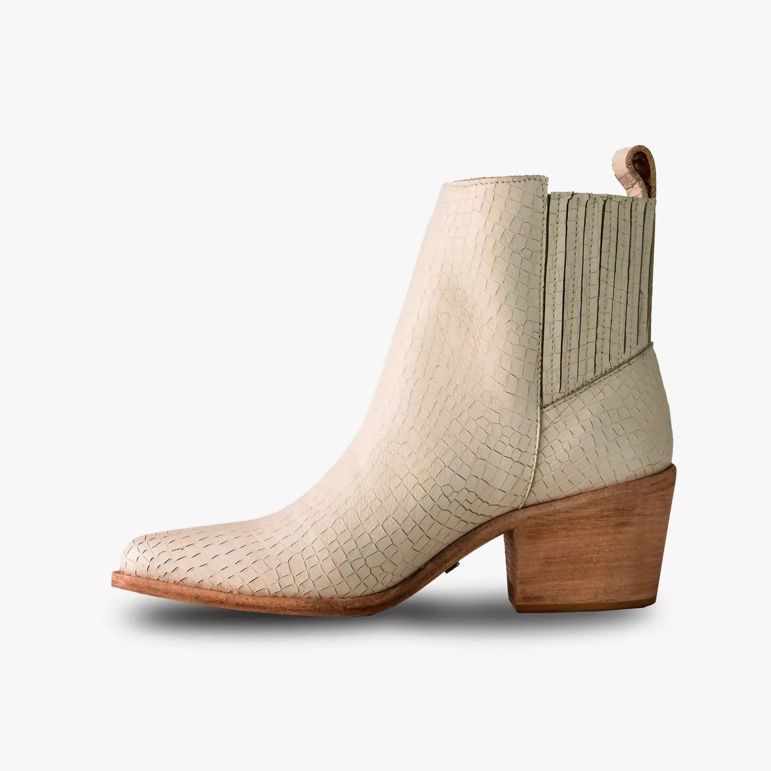 Women's Premium Embossed Leather Ankle Legacy Boots In Cream