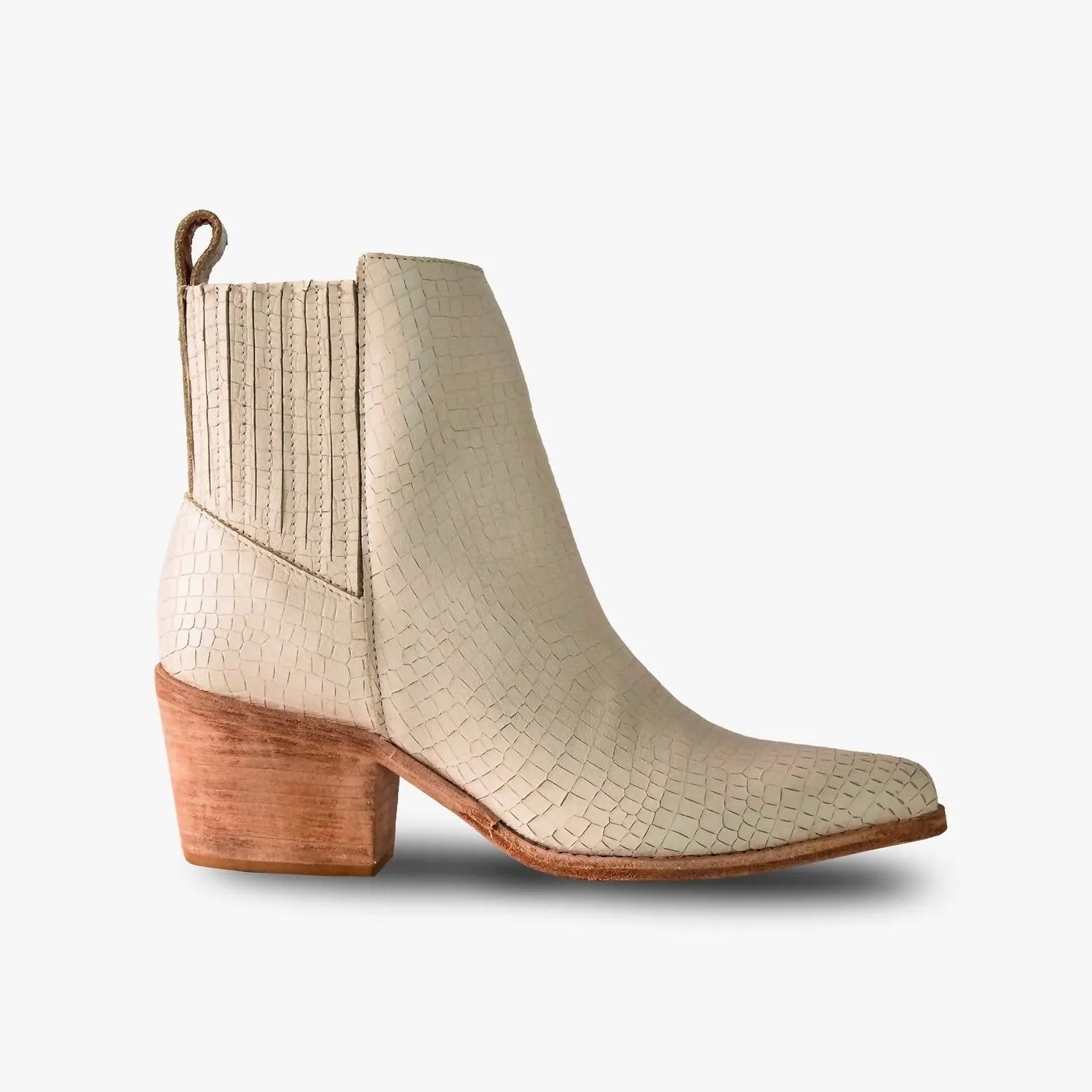 Women's Premium Embossed Leather Ankle Legacy Boots In Cream