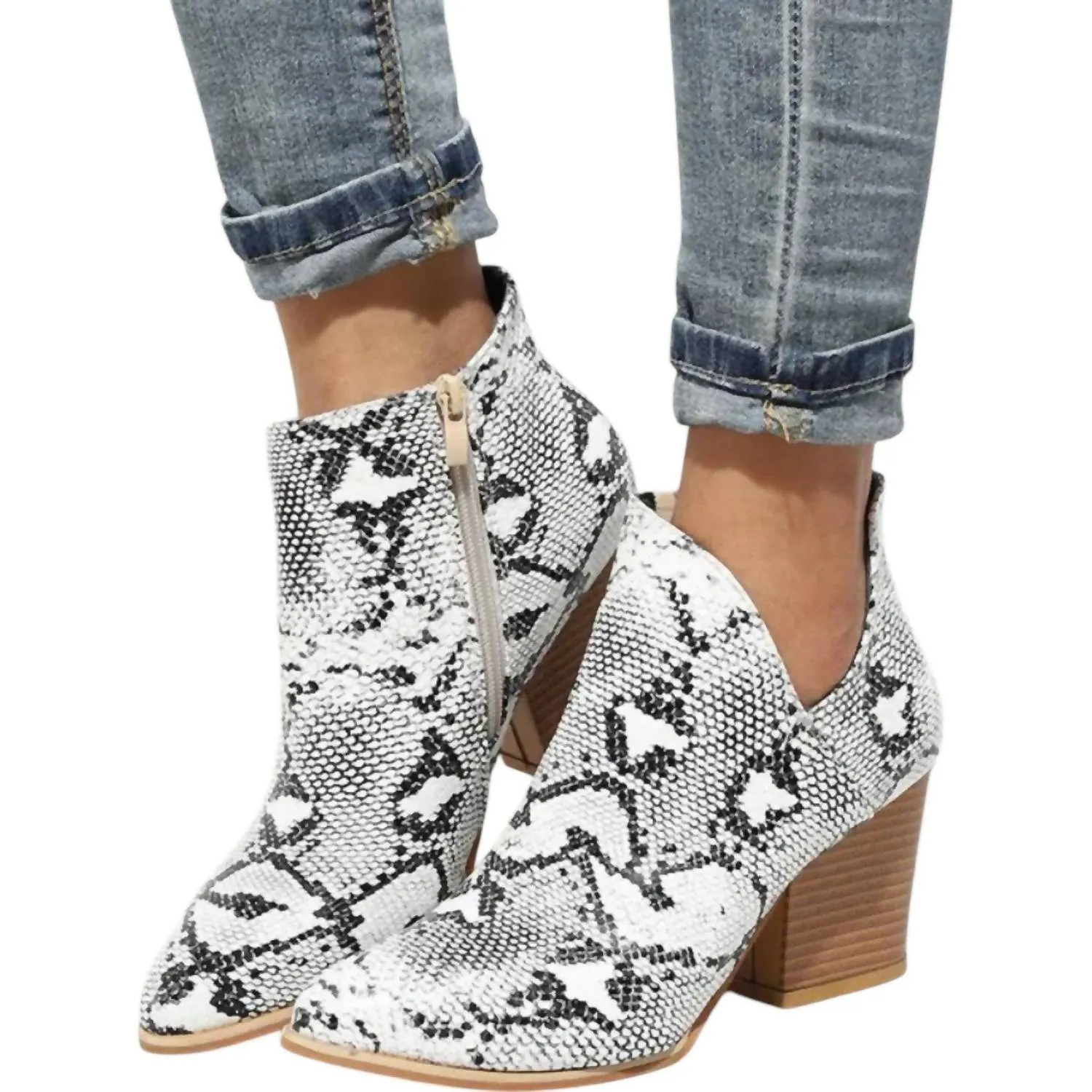 Women's Python Booties In White
