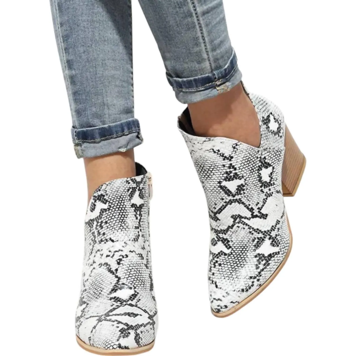 Women's Python Booties In White