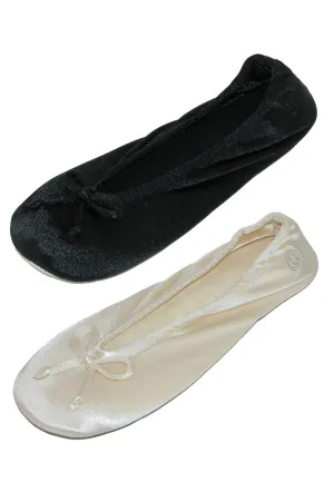Women's Satin Classic Ballerina Slippers (Pack of 2)