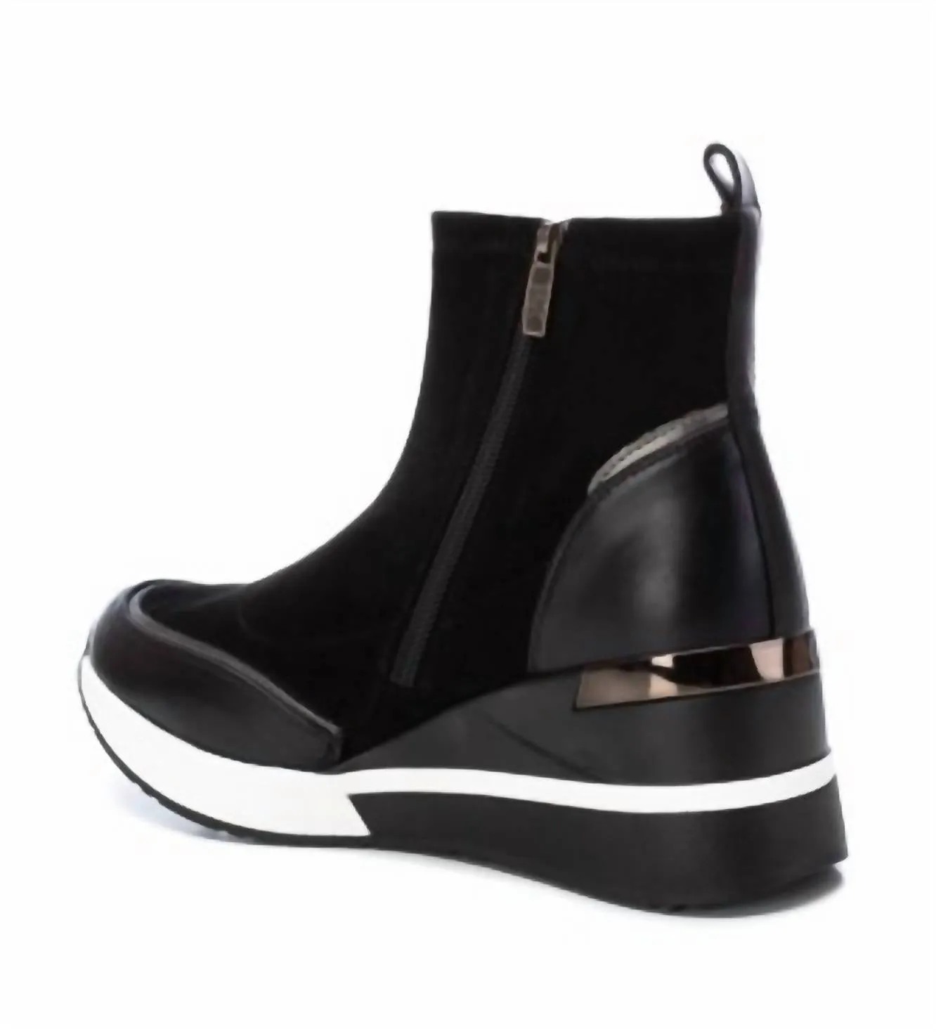 Women's Suede Wedge Booties In Black